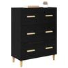 Sideboard in Black Oak Look 69.5 x 34 x 90 cm Wood Based Material