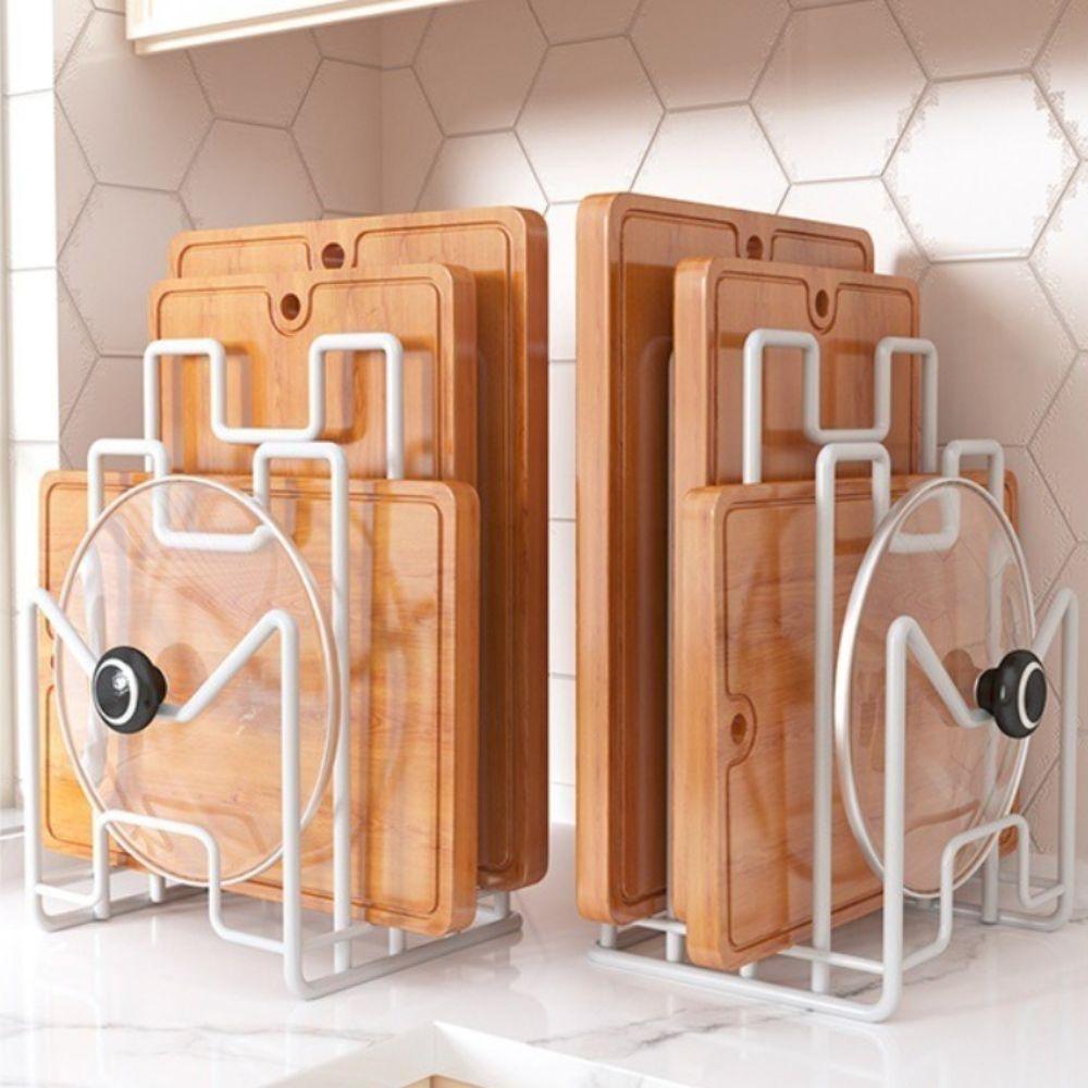 Space Saving Cutting Board Holder Iron Art Chopping Board Organizer Pot Lid Rack Shelf Plates