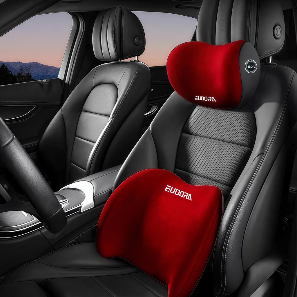 Car Headrest and Lumbar Support Set | Comfort Enhancement for Autumn and Winter | Ergonomic Fit Design | High-Density Foam Fill