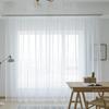 2Pcs Home Decor Window Screening Solid Sheer White Voile Curtains Drapery Window Tulle