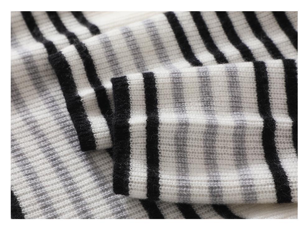 Lekasha Korean Style Striped Cashmere Knit Sweater for Women - Spring & Autumn Fashion