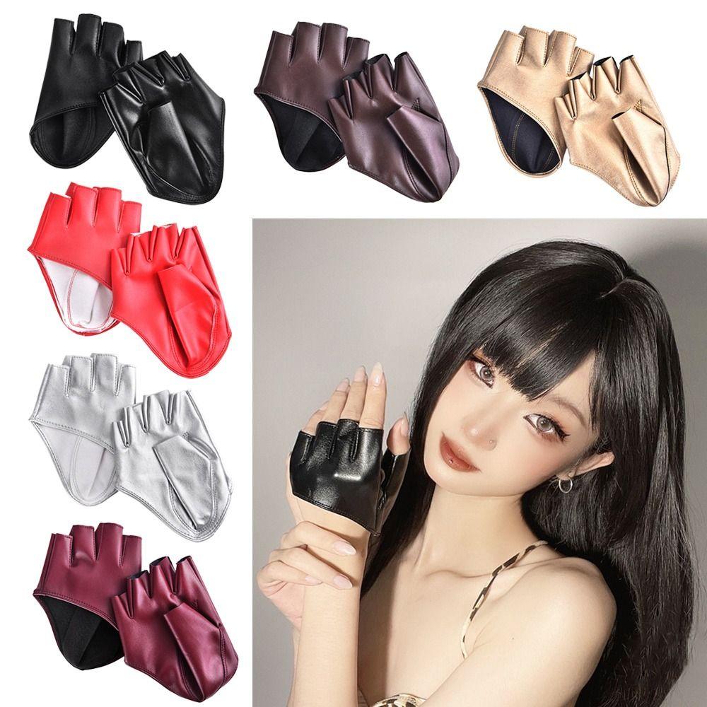 Men Performance Mittens Five Finger Gloves PU Leather Gloves Cosplay Mittens Ladys Driving Dress