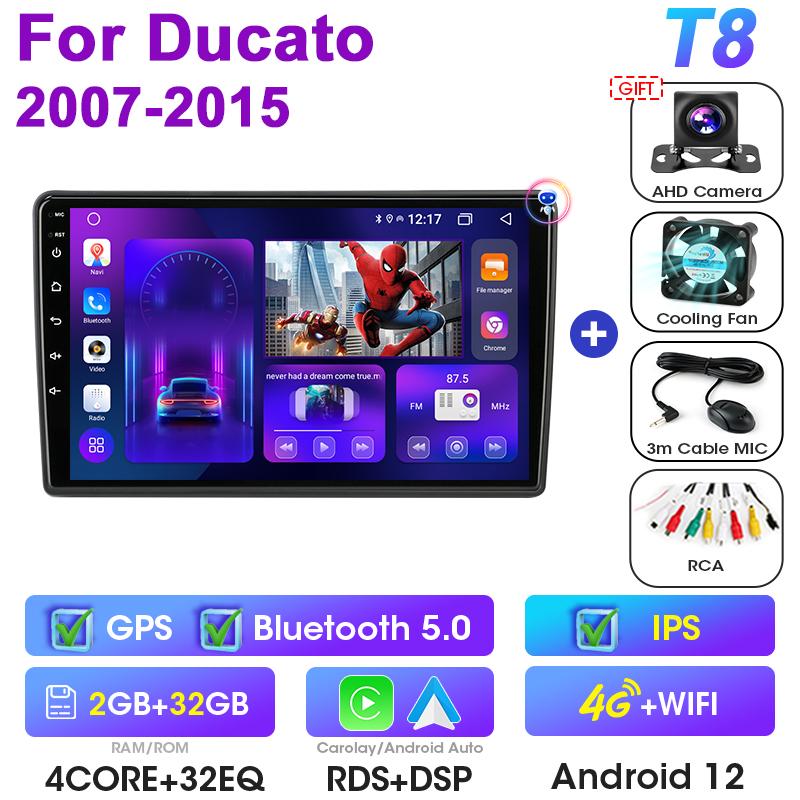 2 Din Android 12 автомобильное радио для Fiat Ducato Peugeot Boxer Citroen Jumper 2 2006-2025 мультимедийный видеоплеер Carplay авто стерео