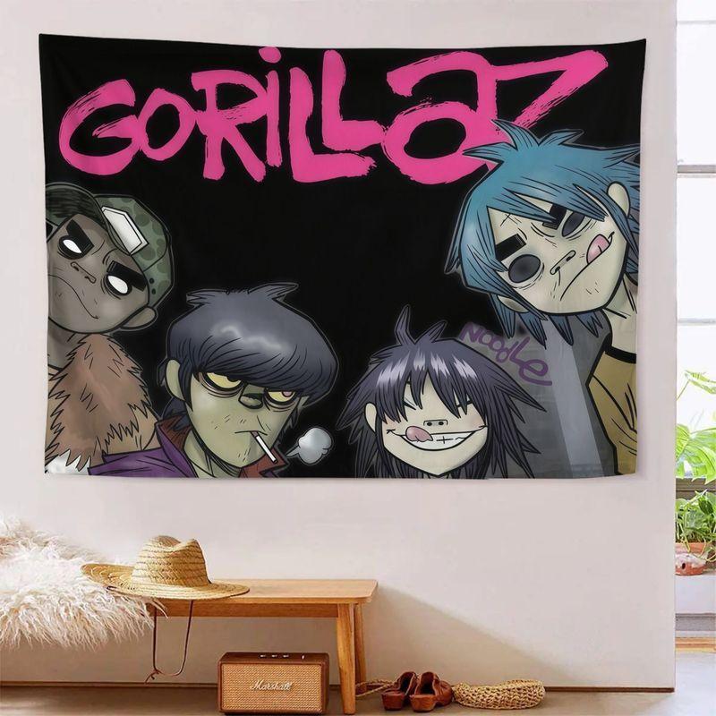 Street Fighter Rock Band Tapestry, Cartoon Character Graffiti-Style Soft Wallcovering, Music Room Background Decor
