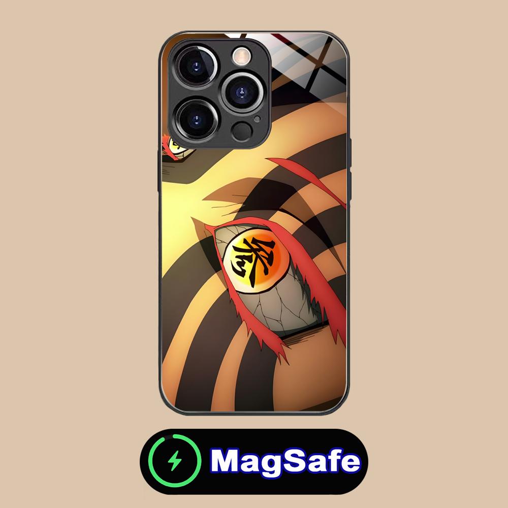 Чехол для телефона Demon Slayer Аказа для iPhone 16 15 14 13 12 11 Pro Max Plus Mini MagSafe Стеклянная крышка с цветной печатью для смартфона