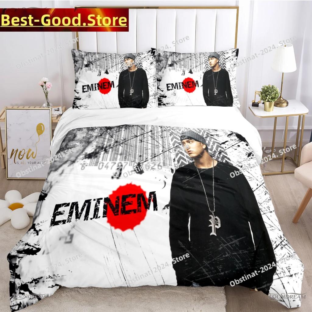 Eminem Hip-Hop-Sänger Ganzjahres-Bettwäsche-Set Bettbezug Voll Queen King Size Kissenbezug Bett Gedrucktes Bettwäsche-Set Aldult Kinder Schlafzimmer
