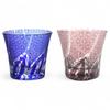 Mizukage Kiriko Pair of Ranbori Komon Blue Bishou J-kitchens Glasses, 94xH85mm, 240cc, (Small Pattern), & Purple, (Current Model)