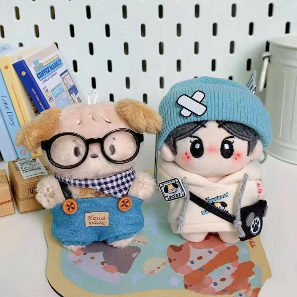 1 комплект Толстовка для собаки 10 см Хлопковая одежда для куклы Щенок Комплект Маленькая сумка Одежда для куклы Наряд со шляпой Костюм Набор для переодевания куклы