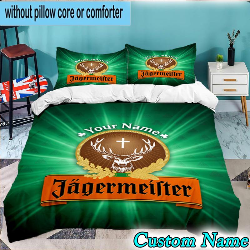 Custom Name 3PCS Jager-meister Spirit Drink Bedding Set,Including Duvet Cover And 2pcs Pillowcases Perfect for Bedroom,Dormitory,Fan Christmas gift