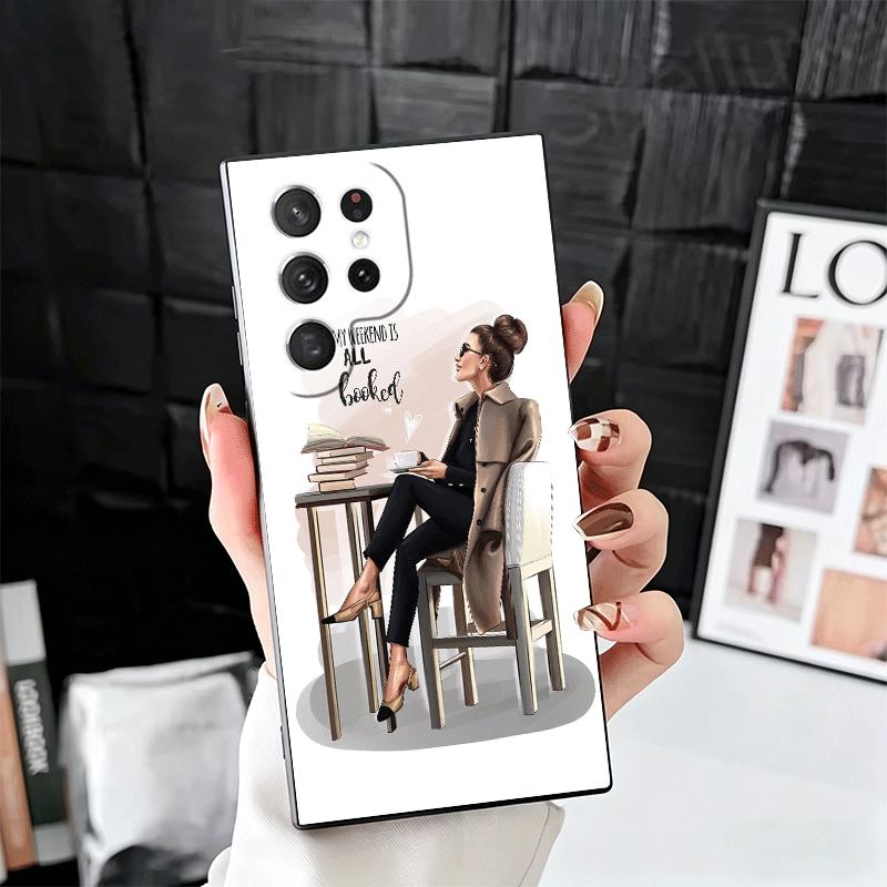 Чехол для телефона Girl Boss Lady Pink Soft для Samsung Galaxy S26 S25 Edge S24 Ultra S23 Plus S22 S21 FE S20 Черный Задняя крышка