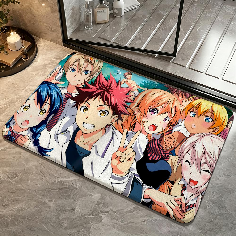 Food Wars! Shokugeki no SomaS Floor Mat Bedroom Carpet, Bathroom Foot Mat, Doormat, Non-Slip Absorbent Multi-Use