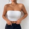 Strapless Tank Top Off-shoulder Fishbone Crop Tops Women Summer Camis Solid Color Camisole Fashion Tube Female Sleeveless Cropped Vest Y2K Clothes