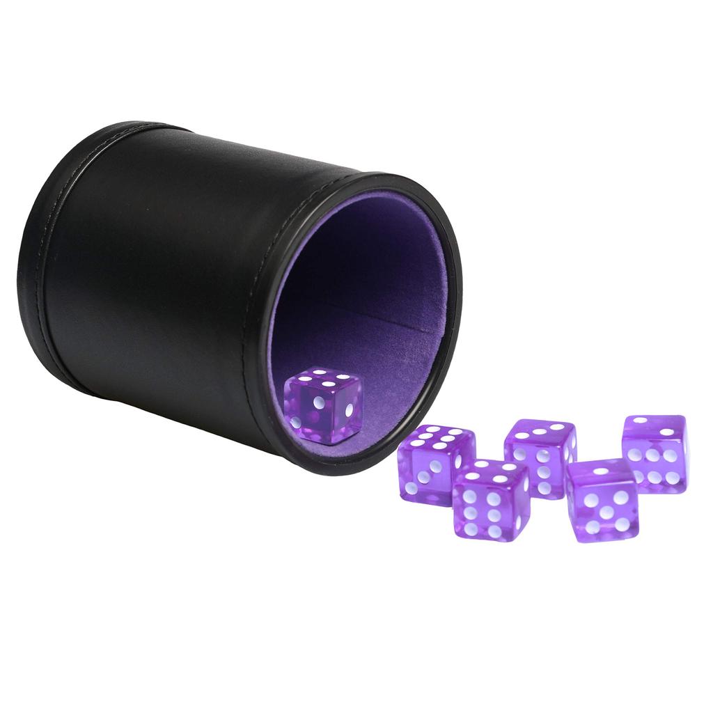 Leatherette Dice Cup with Felt Backing, Quiet Shaker for Yahtzee, Farkle, Liars Dice, and Board Games