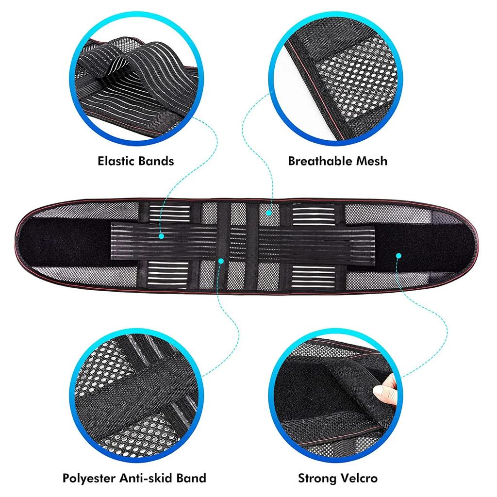 Поясничный поддерживающий бандаж для спины при болях в поясницеБандаж для спины для мужчин и женщинПояс для поддержки спины с двумя регулируемыми ремнями