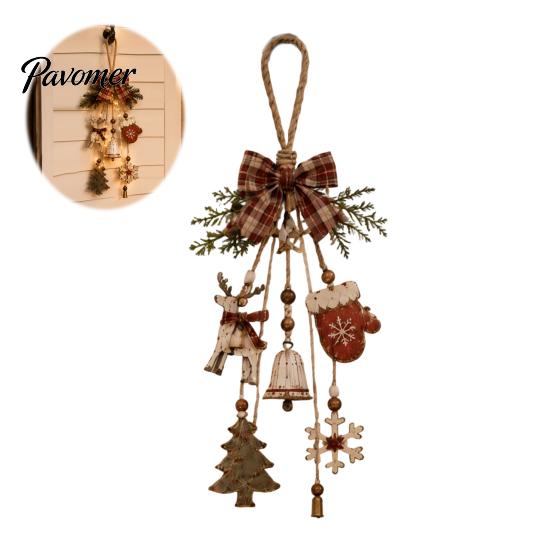 Country Style Home Ornament Gift Rustic Christmas Wooden Hanging Pendant with LED Lights, Lighted Snowflake Gloves Tree And Reindeer Wood Holiday