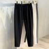 Men Suit Pants Drawstring Elastic Waist Straight Leg Solid Color Loose Formal Business Style Office Wear