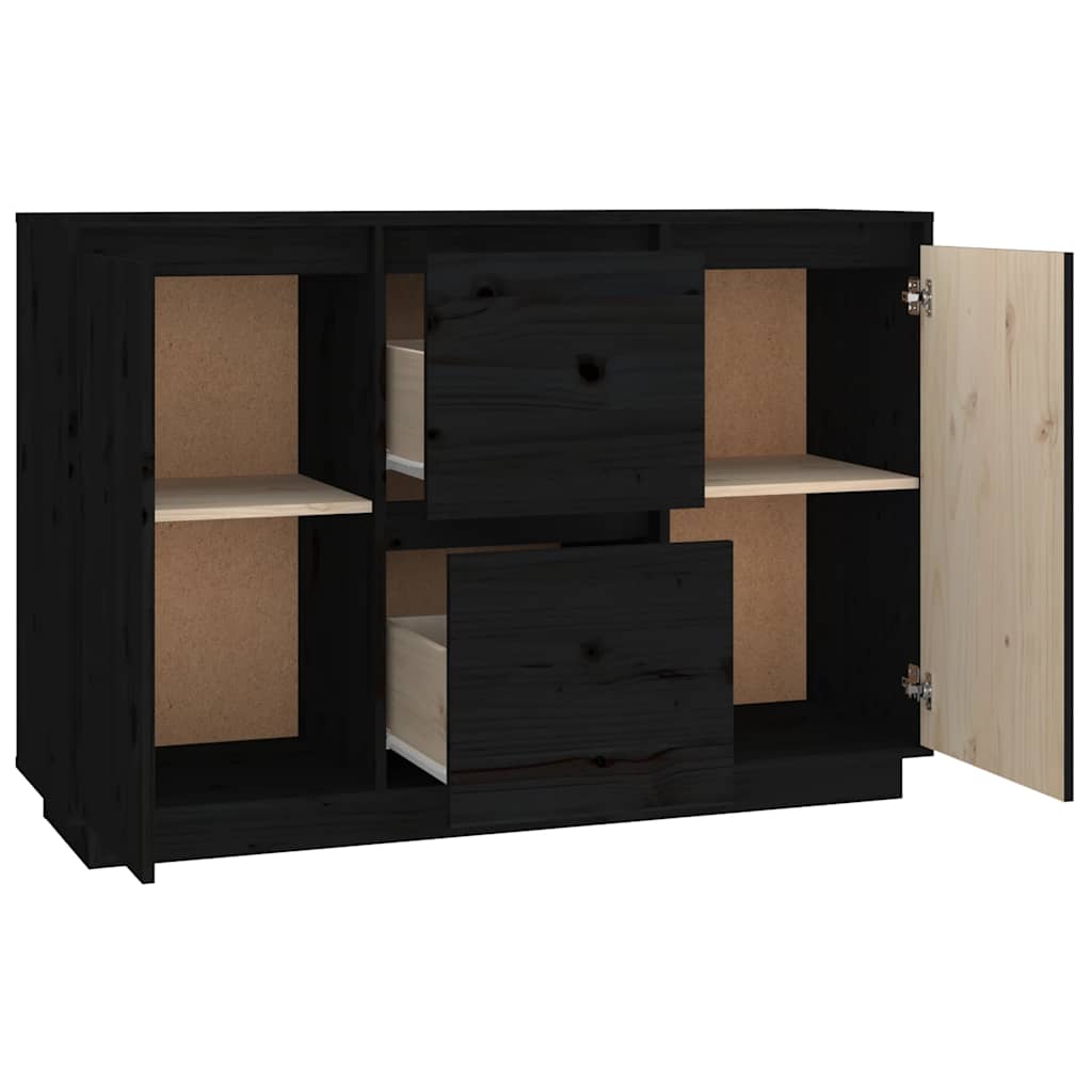 Sideboard Black 111 x 34 x 75 cm Solid Pine Wood