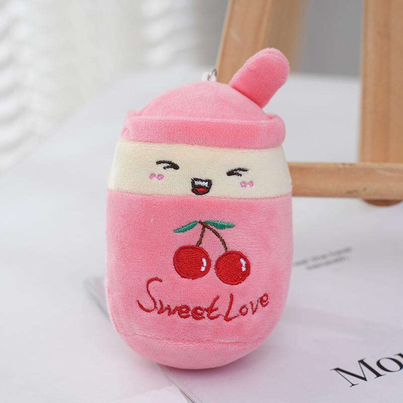 Adorable Plush Fruit Boba Tea Cup Keychain 12cm Stuffed Toy Backpack Charm