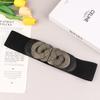 Vintage Elegant Wide Elastic Waistband Metal Buckle For Women Decoration Belts
