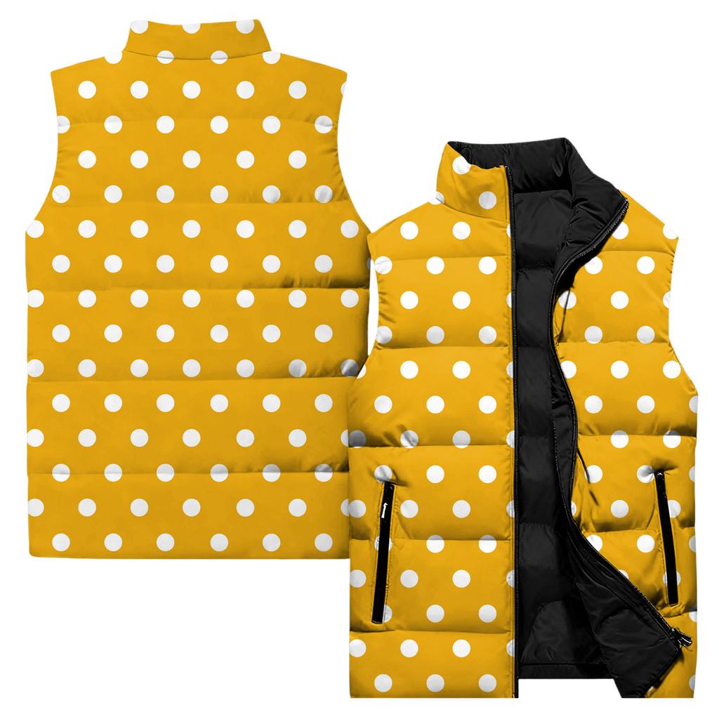 Ladies' Casual And Fashionable Sleeveless Vest Polka Dot Printing Cotton Jacket