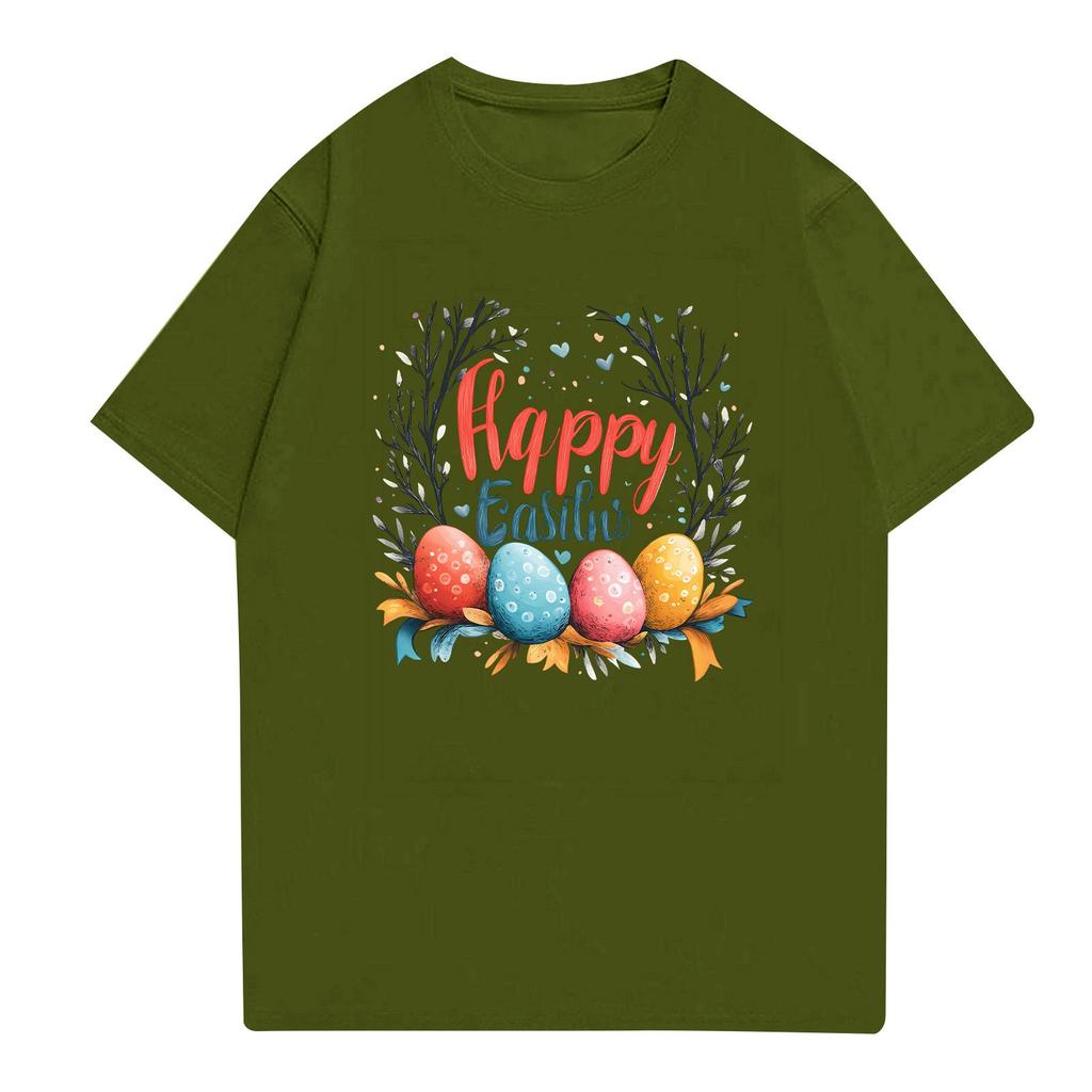 Women's Top Round Neck Casual Printed Short-sleeved T-shirt Top