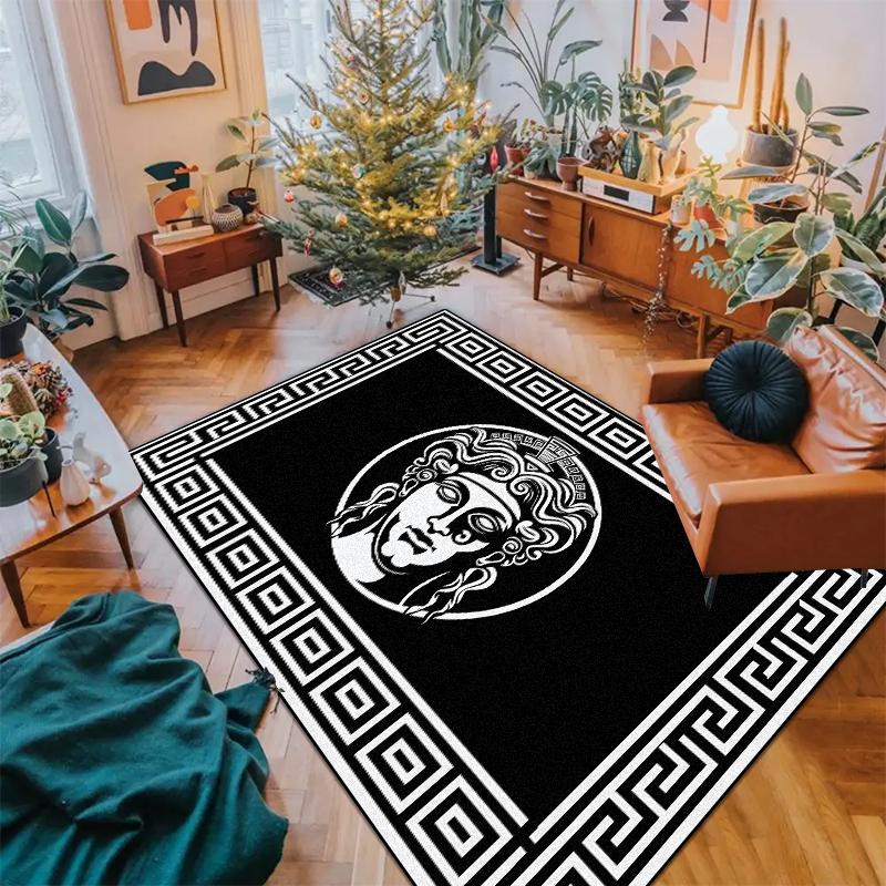 Современный черно-белый ковер для украшения гостиной Высококлассные роскошные ковры Нескользящий прикроватный коврик для спальни Моющийся коврик для пола в прихожую