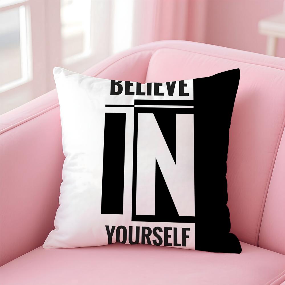 PPersonalized quotes Cushion Cover Pillow Case Soft Friendly Fabric Concealed Zipper