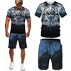 Camouflage Punk Skull 3D Printed Tees/Shorts/Suit Men's Tracksuit Sportswear Two Piece Set Vintage Graphic Summer Gothic Clothes