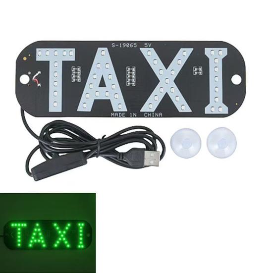 LED Indicator Light Waterproof Lamp with Car Windshield Light USB Power Taxi Sign Stickers for Ride-Hailing