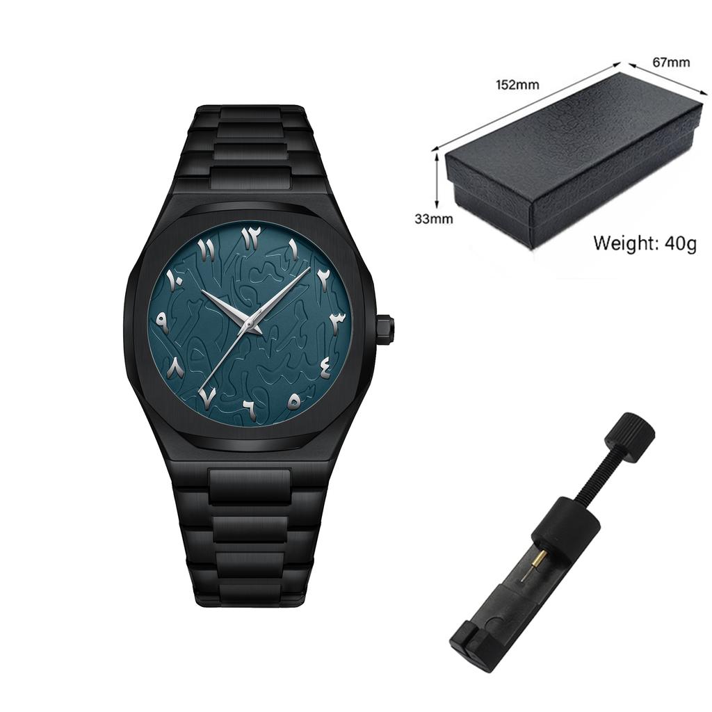 Modern Minimalist Personality Creative All Black Men Watch Arabic Digital Sports Leisure Alloy Men's Watch Unique Design Watch