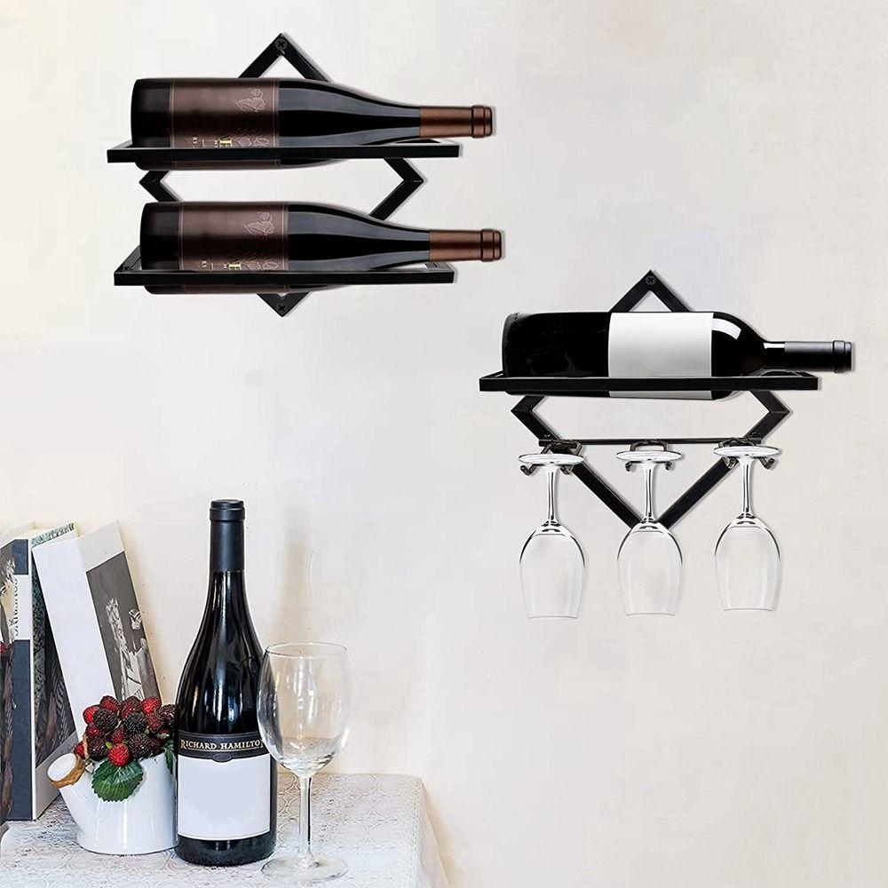 2 Bottle Iron Wine Bottle Holder Metal Bottle Display Stand Useful Upside Down Wine Rack Bar