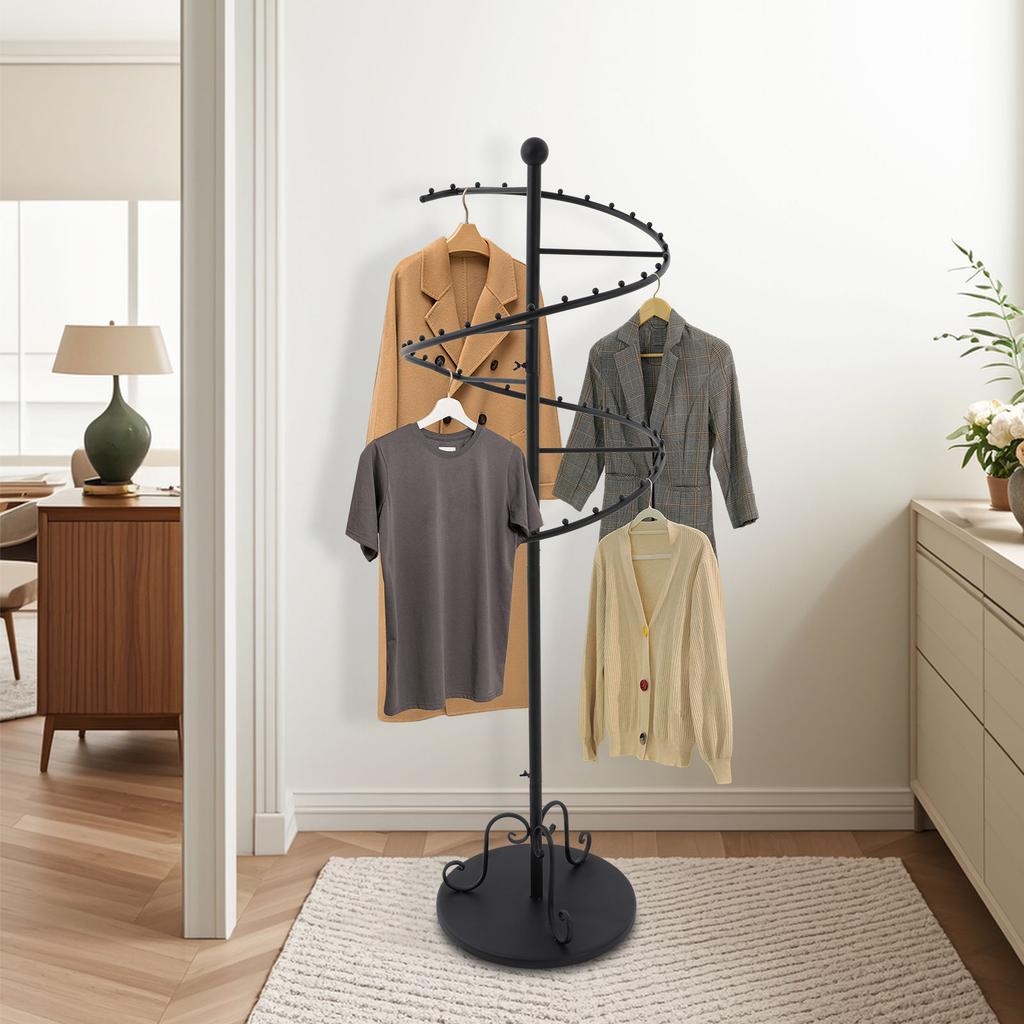 Спиральная вращающаяся вешалка для одежды, Сверхпрочная вешалка для одежды, Прочная отдельно стоящая вешалка, Центральная вешалка, Железная витрина