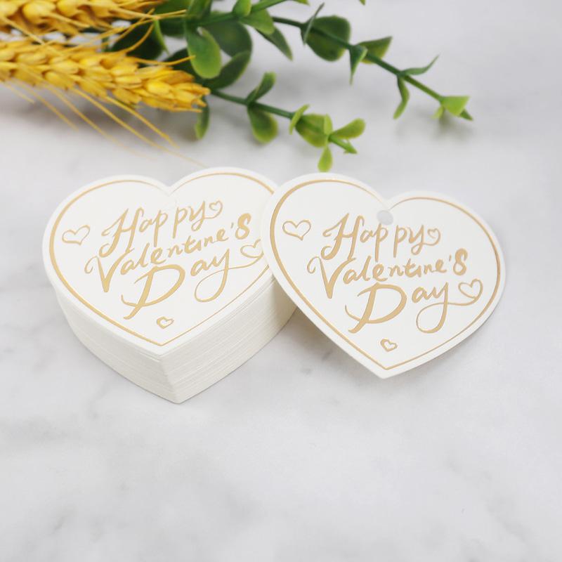 100 шт./пакет Упаковка Украшения DIY День Святого Валентина Вечеринка Бумага Счастливые Этикетки Карты Подарочные Бирки В Форме Сердца