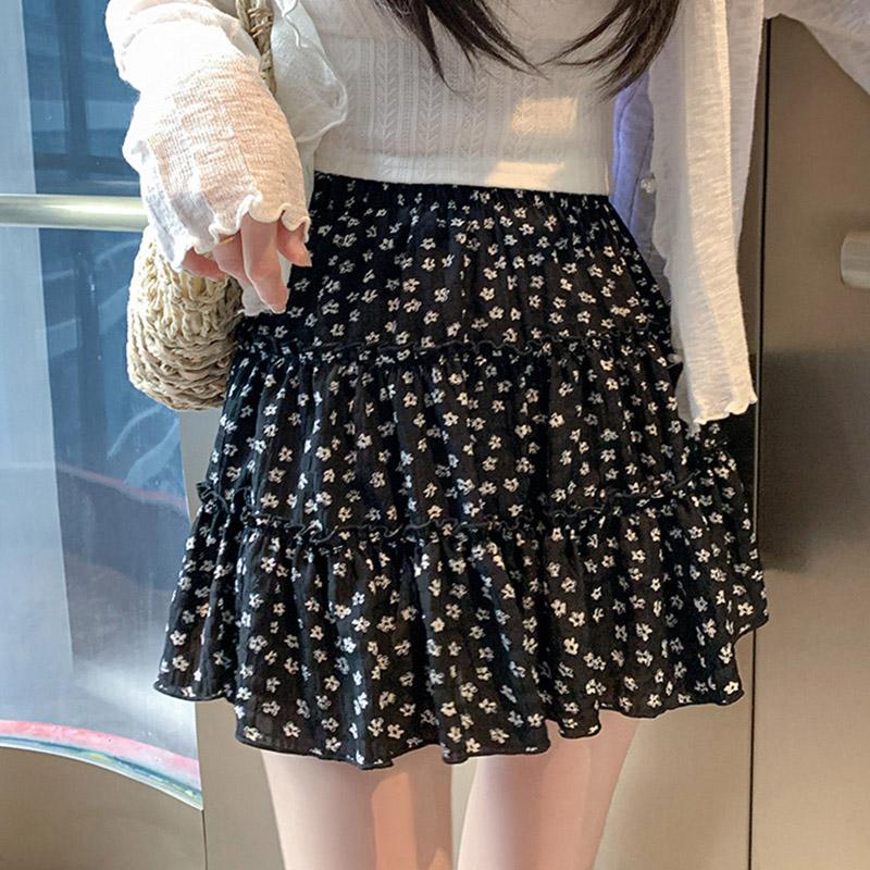 1PC Beach Short Skirt Polyester Skirts A-line Skirt Floral Printed Elastic Waist Breathable Elegant