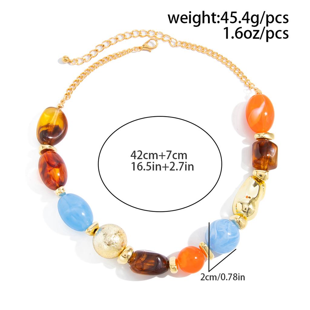 SHIXIN New Bohemian Colored Resin Beaded Beaded Chokers Necklaces for Women Vintage Elegant Adjustable Clavicle Chain Jewelry