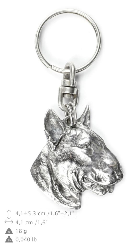 Bulterier, Bull Terrier Iii - Posrebrzany Brelok Z Psem, Ozdoba Torebki, Zawieszka Do Plecaka Marki Art-Dog