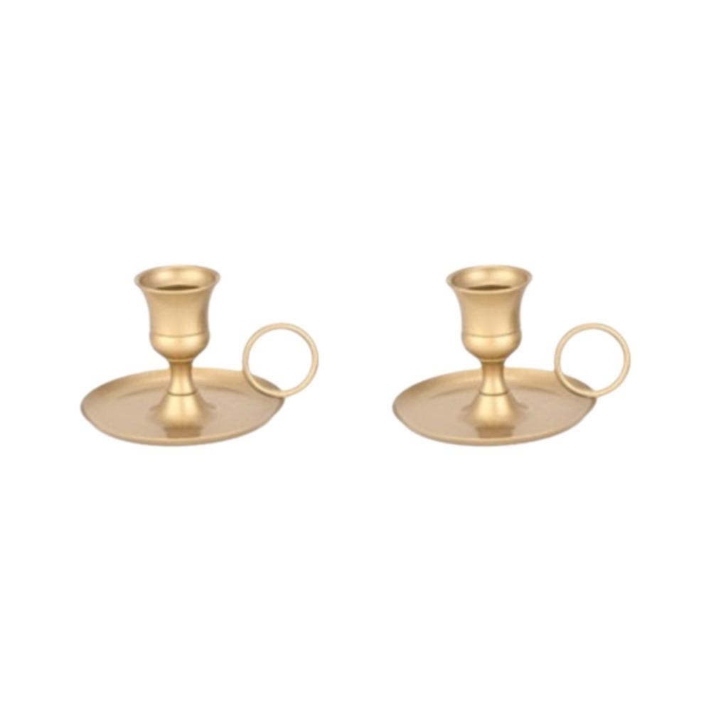 2 Piece with Holding Ring Desktop Candlestick Retro Candle Stand  Restaurant