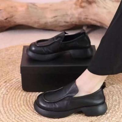 Повседневные туфли на мягкой подошве, женские удобные туфли на платформе из мягкой кожи, осенняя новая модная маленькая кожаная обувь