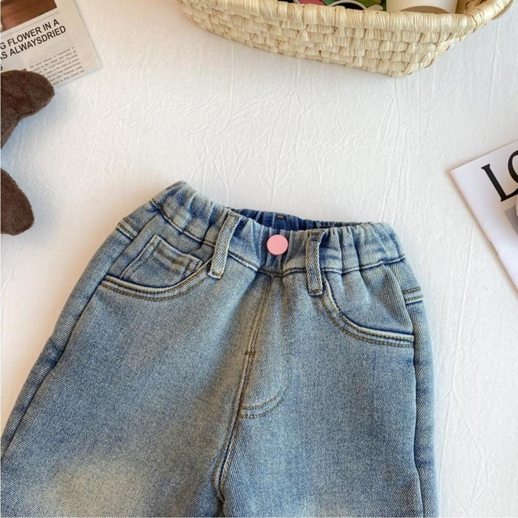 Джинсы для девочек с утолщенным флисом, зимние, включая овечью шерсть, женские сокровища, осенние и зимние стили, детские брюки