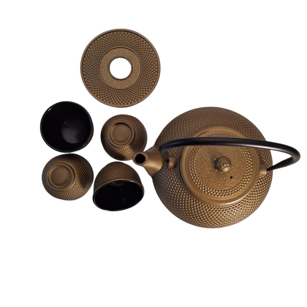 CAST IRON KETTLE 1.5L TEAPOT 4x CUPS TEA INFUSER STRAINER
