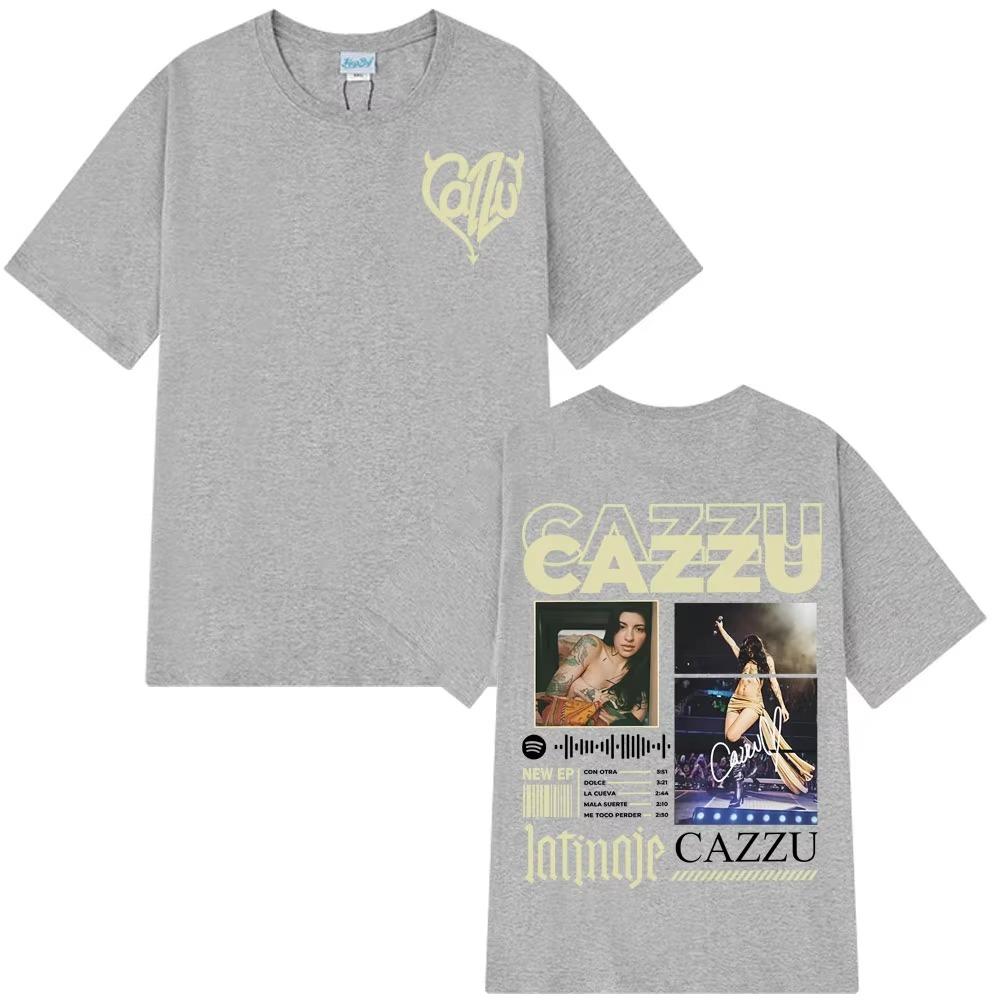 Singer Cazzu 2026 New Album Print TShrit Men Women Oversized Cotton T Shrits Casual Crewneck Short Sleeve Cozy Aesthetic T-shirt