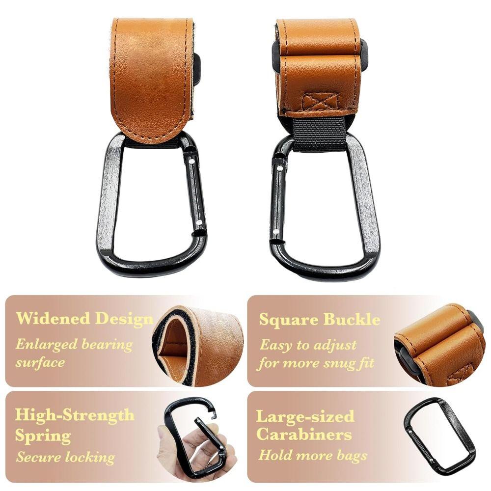 Universal Stroller Hooks Brown Carabiner Clips Ideal Stroller Accessories for Parents and Travelers