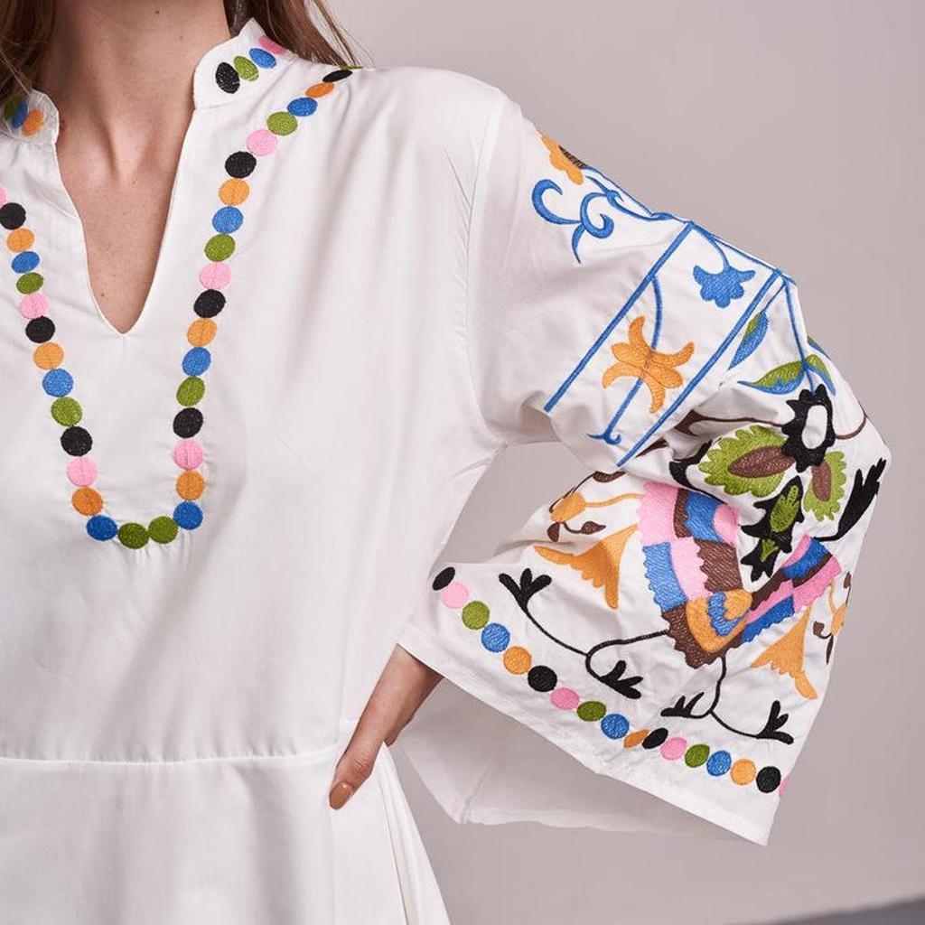 Women's Dress with Floral Embroidery In the Ukrainian Style Stephanie