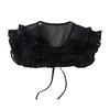 Royal Style Cotton Fake Collar Shawl Wrap Hollow Out Floral Lace Ruffled Trim Necklace Pointed  Lapel Blouse Dropshipping
