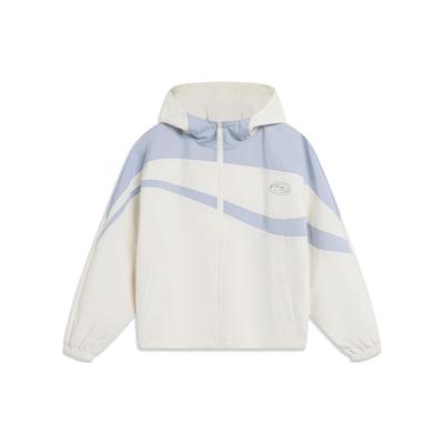 Li Ning Sports Lifestyle Series Color Block молния с капюшоном длинный рукав ветровка женская верхняя одежда Off-White AFDU036-1