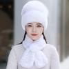 Rex Rabbit Fur Hat Scarf Sets Women Winter Warm Luxury 100% Genuine Fox Fur Cap Rex Rabbit Fur Scarves Knitted Quality Fur Hats