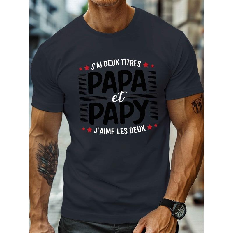 Мужская футболка с принтом Papa PAPY - Повседневная, с круглым вырезом, коротким рукавом, легкая и удобная летняя футболка, с принтом, топ