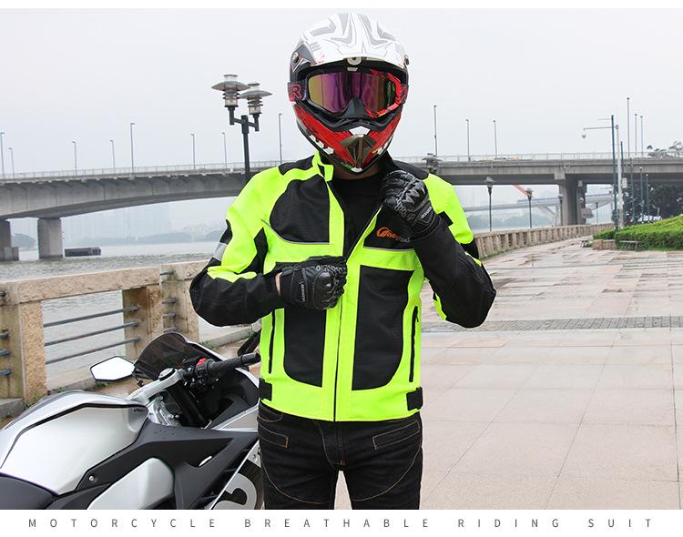 PRO-BIKER Мужской дышащий гоночный мотокостюм - Флуоресцентно-зеленый светоотражающий экипировка для езды весна/лето