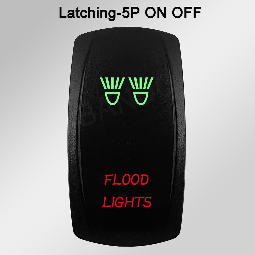Waterproof LED Rocker Switch for Boat RV Truck | Green/Red Light 12V/24V ON-OFF/ON-OFF-ON for Exhaust Heat AC Lights