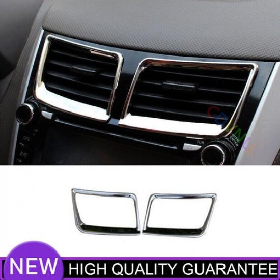 Декоративная рамка центрального воздуховода для Hyundai Accent 2012-2017, Хромированная сталь